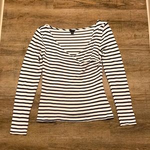 ANN TAYLOR white and black striped blouse